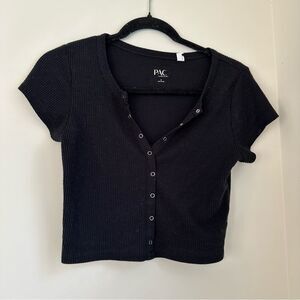 Pacsun Essentials black goth crop top with silver embellishments